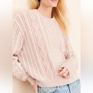 Back Beat Co. Light Pink Cable Knit Sweater